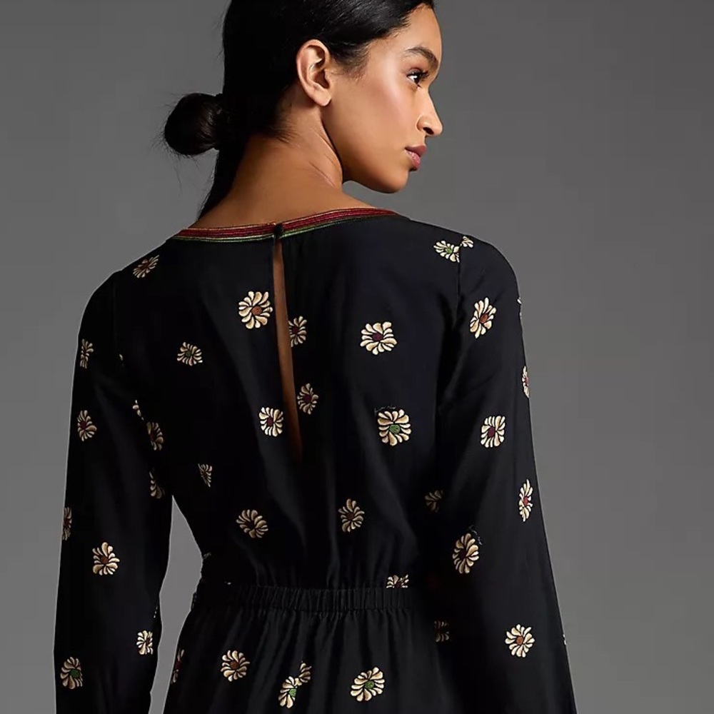 Farm Rio Long-Sleeve Floral Cutout Jumpsuit - Picture 10 of 15